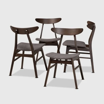 Set Of 4 Britte Fabric Upholstered Wood Dining Chairs - Baxton Studio 6 Set Of 4 Britte Fabric Upholstered Wood Dining Chairs - Baxton Studio - Image 6