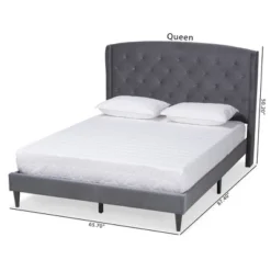 Joanna Velvet Fabric Upholstered And Wood Platform Bed - Baxton Studio 13 Joanna Velvet Fabric Upholstered And Wood Platform Bed - Baxton Studio -Baxton Studio GUEST 50202711 e1fc 4e69 8732 40913f7c89cd