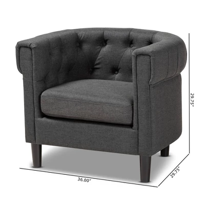 Bisset Chesterfield Chair Gray - Baxton Studio 6 Bisset Chesterfield Chair Gray - Baxton Studio - Image 6