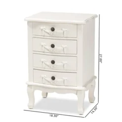 Callen Wood 4 Drawer Nightstand White - Baxton Studio -Baxton Studio GUEST 50ba27d5 0b82 4bbf 9ba2 17f2ba2235e7