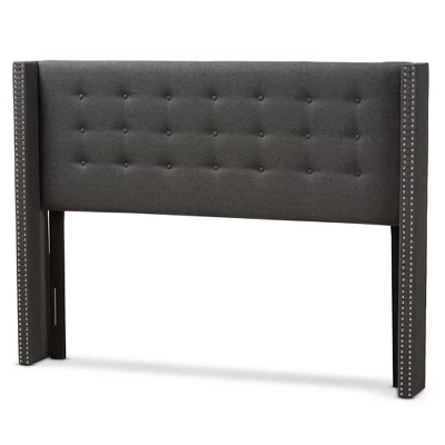 King Ginaro Modern And Contemporary Fabric Button Tufted Nail Head Winged Headboard Dark Gray - Baxton Studio 1 King Ginaro Modern And Contemporary Fabric Button Tufted Nail Head Winged Headboard Dark Gray - Baxton Studio