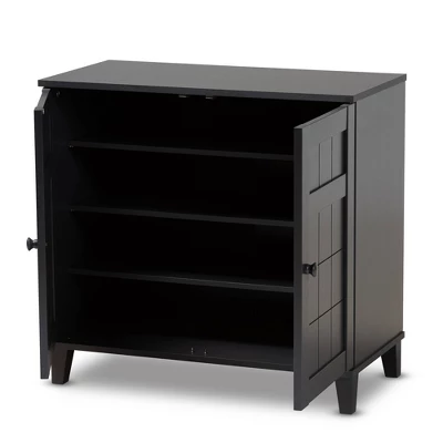 Shelf Wood Shoe Storage Cabinet Glidden Finished Dark Gray - Baxton Studio 9 Shelf Wood Shoe Storage Cabinet Glidden Finished Dark Gray - Baxton Studio - Image 9