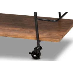 3 Tier Bernard Industrial Metal And Wood Mobile Wine Bar Cart Black/Walnut - Baxton Studio -Baxton Studio GUEST 5134988b bb12 46aa b422 e2168bb65de2