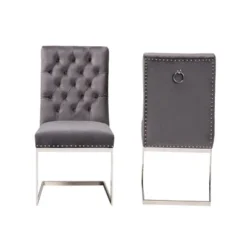 2pc Sherine Velvet Fabric And Metal Dining Chair Set - Baxton Studio -Baxton Studio GUEST 514afeb2 3985 4de4 a8a9 5ea78f63431d