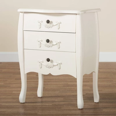 Eliya Wood 3 Drawer Storage Cabinet White - Baxton Studio 8 Eliya Wood 3 Drawer Storage Cabinet White - Baxton Studio - Image 8