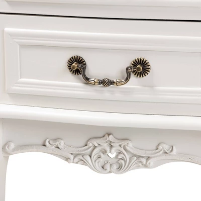 Gabrielle 2 Drawer Wood Nightstand White/Brass - Baxton Studio 4 Gabrielle 2 Drawer Wood Nightstand White/Brass - Baxton Studio - Image 4