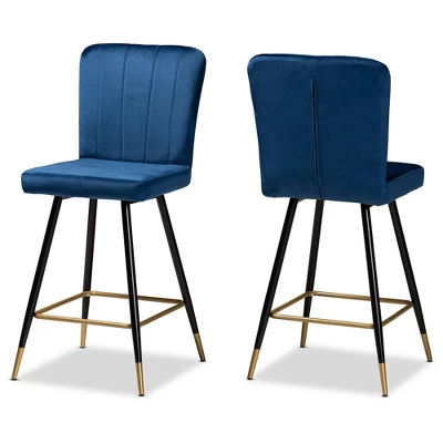 2pc Preston Two-Tone And Metal Bar Stool Set - Baxton Studio 9 2pc Preston Two-Tone And Metal Bar Stool Set - Baxton Studio - Image 9
