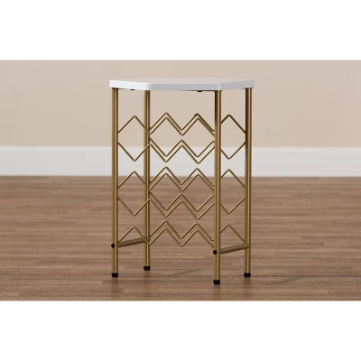Phoebe Metal Wine Rack With Faux Marble Tabletop Gold - Baxton Studio 5 Phoebe Metal Wine Rack With Faux Marble Tabletop Gold - Baxton Studio - Image 5