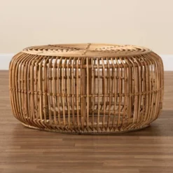 Baxton Studio Aliane Antique Rattan Coffee Table Natural Brown: No Assembly, Form Base Design, 30" Diameter 10 Baxton Studio Aliane Antique Rattan Coffee Table Natural Brown: No Assembly, Form Base Design, 30" Diameter -Baxton Studio GUEST 52e1e2da eb56 4cbe 8e67 822160254d7a