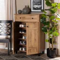 Glidden Wood 1 Drawer Shoe Storage Cabinet Oak Brown - Baxton Studio 18 Glidden Wood 1 Drawer Shoe Storage Cabinet Oak Brown - Baxton Studio -Baxton Studio GUEST 532e72af 06d5 4884 854f 9bd7e8c1f8dc