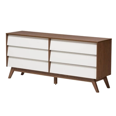 3pc Hildon Two-Tone Wood Storage Set White/Walnut Brown - Baxton Studio 4 3pc Hildon Two-Tone Wood Storage Set White/Walnut Brown - Baxton Studio - Image 4