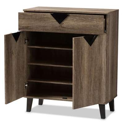 Wales Modern And Contemporary Wood Shoe Storage Cabinet Light Brown - Baxton Studio 2 Wales Modern And Contemporary Wood Shoe Storage Cabinet Light Brown - Baxton Studio - Image 2