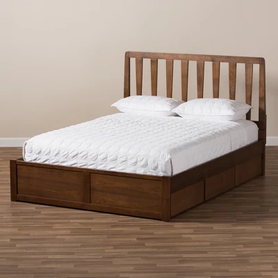 Queen Raurey Modern And Contemporary Walnut Finished Storage Platform Bed Brown - Baxton Studio 10 Queen Raurey Modern And Contemporary Walnut Finished Storage Platform Bed Brown - Baxton Studio - Image 10