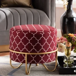 Candice Quatrefoil Velvet Upholstered Metal Ottoman Red - Baxton Studio 9 Candice Quatrefoil Velvet Upholstered Metal Ottoman Red - Baxton Studio -Baxton Studio GUEST 53c8eafa 14a3 4d95 97c6 4dbd8c68ffc2