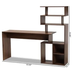 Foster Wood Storage Desk With Shelves Walnut/Brown - Baxton Studio 13 Foster Wood Storage Desk With Shelves Walnut/Brown - Baxton Studio -Baxton Studio GUEST 53fc6c6a 7ecd 40b5 bea9 d30a607ba8eb