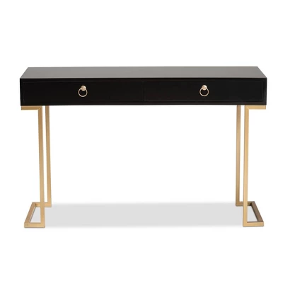 Beagan Wood And Metal 2 Drawer Console Table Black/Gold - Baxton Studio 3 Beagan Wood And Metal 2 Drawer Console Table Black/Gold - Baxton Studio - Image 3
