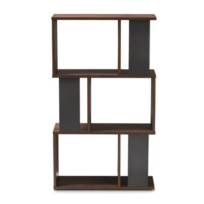 40.2" Legende Finished Display Bookcase Brown/Dark Gray - Baxton Studio 6 40.2" Legende Finished Display Bookcase Brown/Dark Gray - Baxton Studio - Image 6