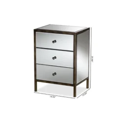 Baxton Studio Nouria Mirrored 3 Drawer Nightstand Bedside Table Silver - BaxtonStudio 9 Baxton Studio Nouria Mirrored 3 Drawer Nightstand Bedside Table Silver - BaxtonStudio -Baxton Studio GUEST 561c7138 835f 46cb b15c 3e441130ad8e