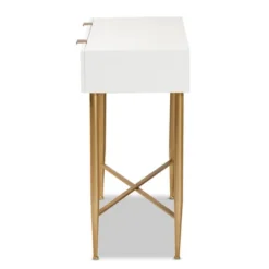 Galia Wood And Metal 1 Drawer Console Table White/Gold - Baxton Studio 12 Galia Wood And Metal 1 Drawer Console Table White/Gold - Baxton Studio -Baxton Studio GUEST 565869a8 bb78 4d26 b999 c1e60098d74e