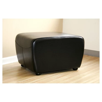 Full Leather Ottoman With Rounded Sides Black - Baxton Studio 2 Full Leather Ottoman With Rounded Sides Black - Baxton Studio - Image 2