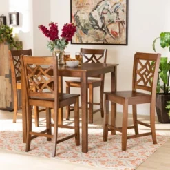 5pc Nicolette Wood Pub Dining Set Walnut/Brown - Baxton Studio 13 5pc Nicolette Wood Pub Dining Set Walnut/Brown - Baxton Studio -Baxton Studio GUEST 56adee41 f3dd 4874 a13f 5b16f7a497d4