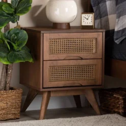 Barrett Wood And Synthetic Rattan 2 Drawer Nightstand Walnut Brown - Baxton Studio 16 Barrett Wood And Synthetic Rattan 2 Drawer Nightstand Walnut Brown - Baxton Studio -Baxton Studio GUEST 56ccb4e3 54dd 4028 a432 1cf073a1aae1