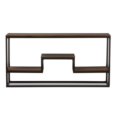Doreen Rustic Industrial Style Antique Textured Finished Metal Distressed Wood Console Table - Black - Baxton Studio 1 Doreen Rustic Industrial Style Antique Textured Finished Metal Distressed Wood Console Table - Black - Baxton Studio
