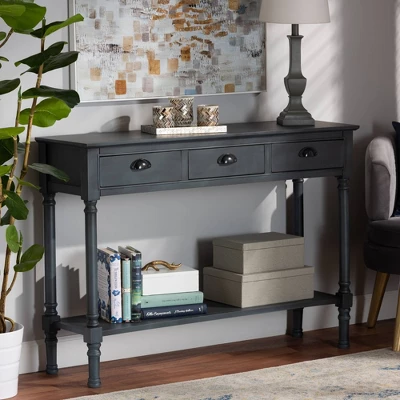 Garvey Wood 3 Drawer Entryway Console Table - Baxton Studio 6 Garvey Wood 3 Drawer Entryway Console Table - Baxton Studio - Image 6
