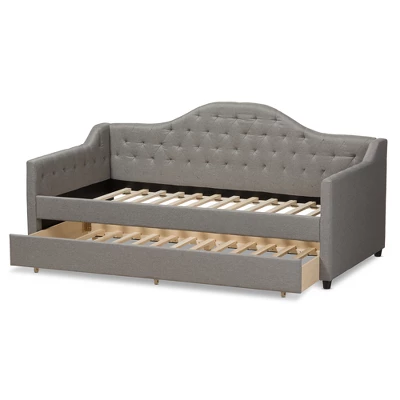 Twin Perry Modern And Contemporary Fabric Daybed With Trundle Light Gray - Baxton Studio 4 Twin Perry Modern And Contemporary Fabric Daybed With Trundle Light Gray - Baxton Studio - Image 4