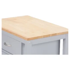 Yonkers Contemporary Kitchen Cart With Wood Top Light Gray - Baxton Studio -Baxton Studio GUEST 586a0135 0707 4a77 bf9c 0bc242f41ab8