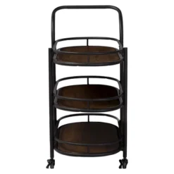 Karlin Rustic Industrial Style Antique Black Textured Finish Metal Distressed Wood Mobile Kitchen Bar Serving Wine Cart - Baxton Studio -Baxton Studio GUEST 5908f14d 826b 420f 9e52 05515595c316