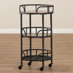 Bristol Rustic Industrial Style Metal And Wood Mobile Serving Cart - Brown - Baxton Studio 8 Bristol Rustic Industrial Style Metal And Wood Mobile Serving Cart - Brown - Baxton Studio -Baxton Studio GUEST 596ff4d7 c918 4999 a259 73d3c7846270