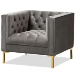 Zanetta Luxe And Glamour Velvet Upholstered Gold Finished Lounge Chair - Baxton Studio -Baxton Studio GUEST 59b4c1a3 e154 43d4 b554 cf8d537eab46
