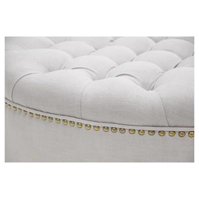 Iglehart Linen Modern Tufted Ottoman - Baxton Studio 2 Iglehart Linen Modern Tufted Ottoman - Baxton Studio - Image 2