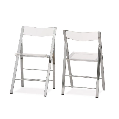 Set Of 2 Acrylic Foldable Chairs Clear - Baxton Studio 1 Set Of 2 Acrylic Foldable Chairs Clear - Baxton Studio