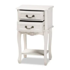 Gabrielle 2 Drawer Wood Nightstand White/Brass - Baxton Studio