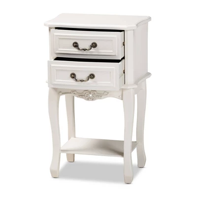 Gabrielle 2 Drawer Wood Nightstand White/Brass - Baxton Studio 1 Gabrielle 2 Drawer Wood Nightstand White/Brass - Baxton Studio