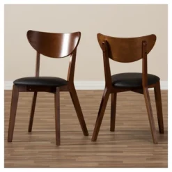 Set Of 2 Sumner Mid - Century Faux Leather Dining Chairs - Black, "Walnut" Brown - Baxton Studio 7 Set Of 2 Sumner Mid - Century Faux Leather Dining Chairs - Black, "Walnut" Brown - Baxton Studio -Baxton Studio GUEST 5cd16859 b86c 42d8 8ede 4db10ef6fb40