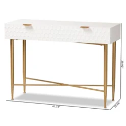 Galia Wood And Metal 1 Drawer Console Table White/Gold - Baxton Studio 19 Galia Wood And Metal 1 Drawer Console Table White/Gold - Baxton Studio -Baxton Studio GUEST 5ceea3b6 baaf 4d4f aa8e 8fc7ae080dd2