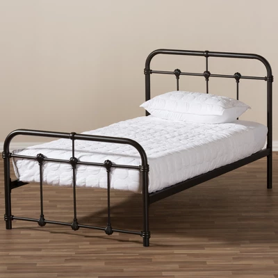 Twin Mandy Vintage Industrial Finished Metal Platform Bed Black - Baxton Studio 6 Twin Mandy Vintage Industrial Finished Metal Platform Bed Black - Baxton Studio - Image 6