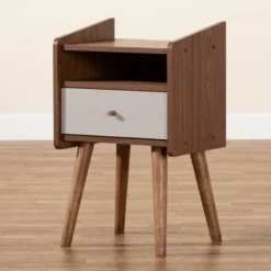 Elario Wood 1 Drawer Nightstand White/Walnut/Brown - Baxton Studio 14 Elario Wood 1 Drawer Nightstand White/Walnut/Brown - Baxton Studio -Baxton Studio GUEST 5dca72de 7cce 4d51 a761 b09f4a584084