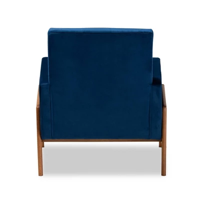 Perris Mid-Century Modern Velvet Fabric Upholstered Wood Lounge Chair - Baxton Studio 3 Perris Mid-Century Modern Velvet Fabric Upholstered Wood Lounge Chair - Baxton Studio - Image 3