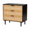 Maureen Wood And Rattan 3 Drawer Dresser Espresso/Natural Brown - Baxton Studio