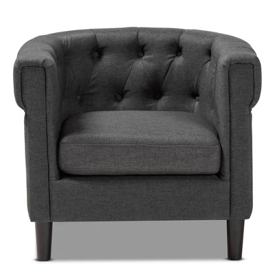 Bisset Chesterfield Chair Gray - Baxton Studio 9 Bisset Chesterfield Chair Gray - Baxton Studio - Image 9