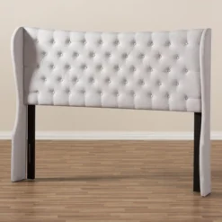 Cadence Modern And Contemporary Fabric Button Tufted Winged Headboard Gray - Baxton Studio 8 Cadence Modern And Contemporary Fabric Button Tufted Winged Headboard Gray - Baxton Studio -Baxton Studio GUEST 5e32d207 1797 45d6 9275 35e702bfe6c5