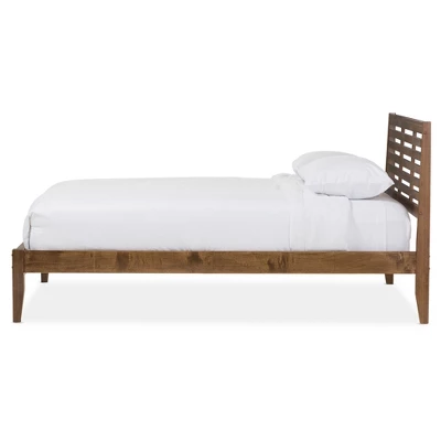 Queen Daylan Mid Century Modern Solid Wood Slatted Platform Bed Walnut Brown - Baxton Studio 1 Queen Daylan Mid Century Modern Solid Wood Slatted Platform Bed Walnut Brown - Baxton Studio