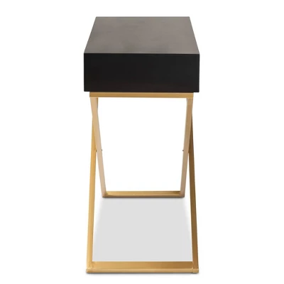 Madan Wood And Metal 2 Drawer Console Table Black/Gold - Baxton Studio 4 Madan Wood And Metal 2 Drawer Console Table Black/Gold - Baxton Studio - Image 4