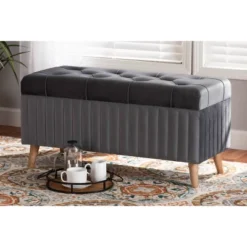 Hanley Velvet Fabric Upholstered And Wood Storage Ottoman - Baxton Studio 16 Hanley Velvet Fabric Upholstered And Wood Storage Ottoman - Baxton Studio -Baxton Studio GUEST 5eab87b7 8fc5 4923 b2ae dc55f13f2967
