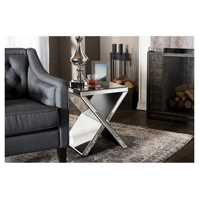 Morris Modern And Contemporary Hollywood Regency Glamour Style Accent Side Table - Silver - Baxton Studio 2 Morris Modern And Contemporary Hollywood Regency Glamour Style Accent Side Table - Silver - Baxton Studio - Image 2