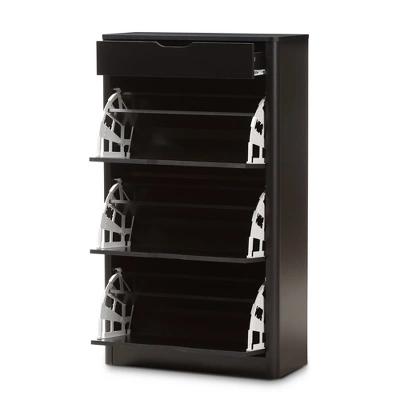 Cayla Modern And Contemporary Wood Shoe Cabinet - Black - Baxton Studio 1 Cayla Modern And Contemporary Wood Shoe Cabinet - Black - Baxton Studio